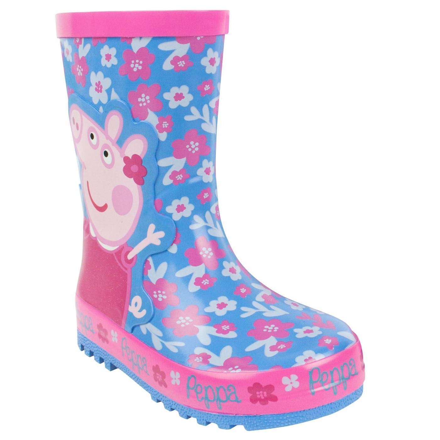 Peppa Pig - Dievčenské gumáky, kvety NS5015 (25 EU) (modrá/ružová)