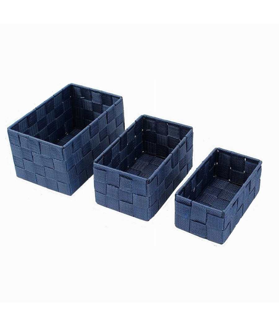 TrAdE Shop Traesio 3 Stoffkörbe Badezimmer-Organisatorboxen Halter Objekte Badeschaum Blau 79052 33906