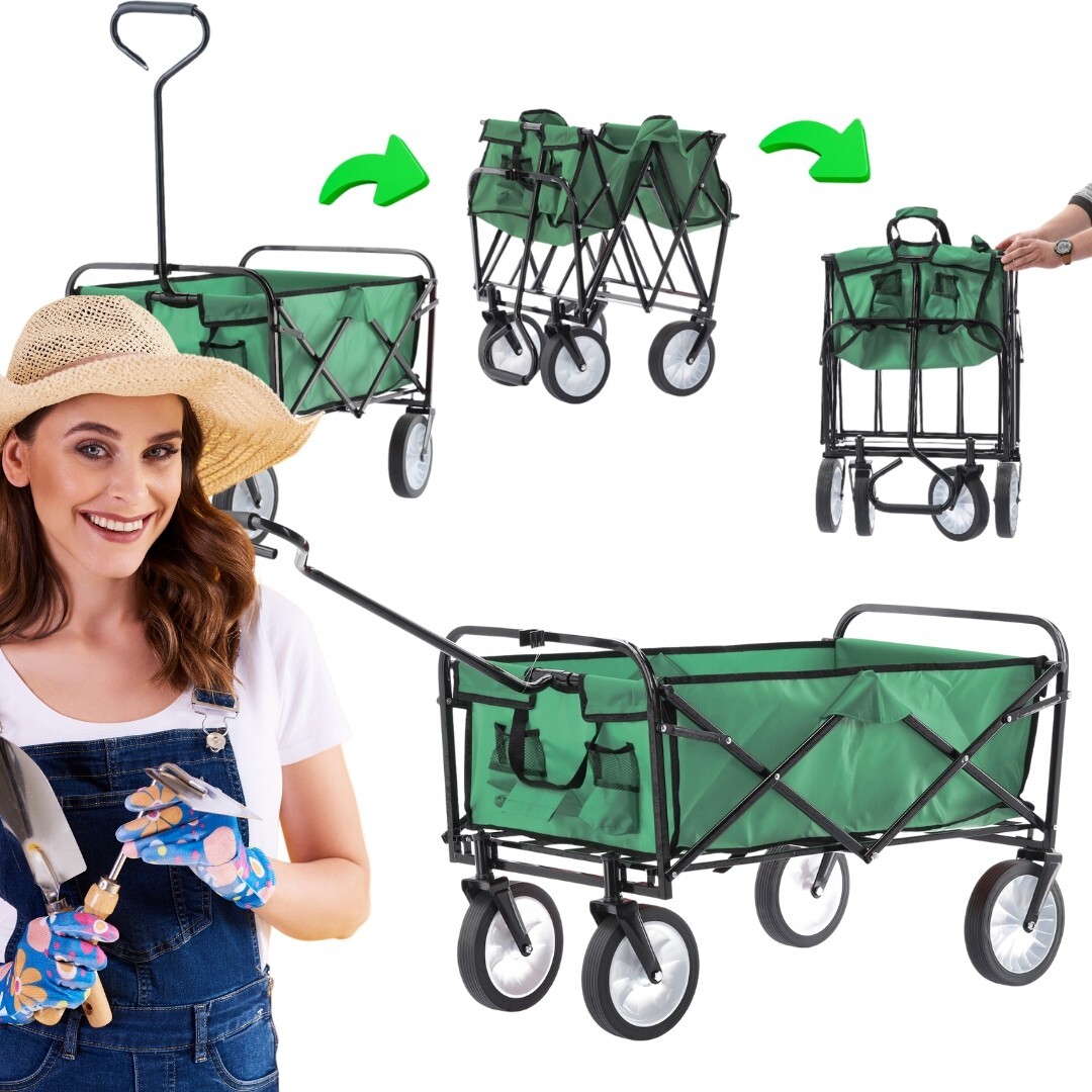 sarcia.eu FALTBARER Transportwagen, Gartentrolley bis 70 kg, Strandtrolley, Touristentrolley