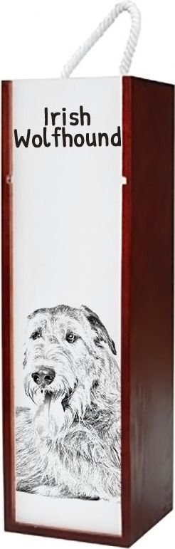 Irischer Wolfshund, Irish Wolfhound - Weinbox mit Hund, Alkoholbox mit Grafik, personalisierte Geschenkbox der Marke Art-Dog