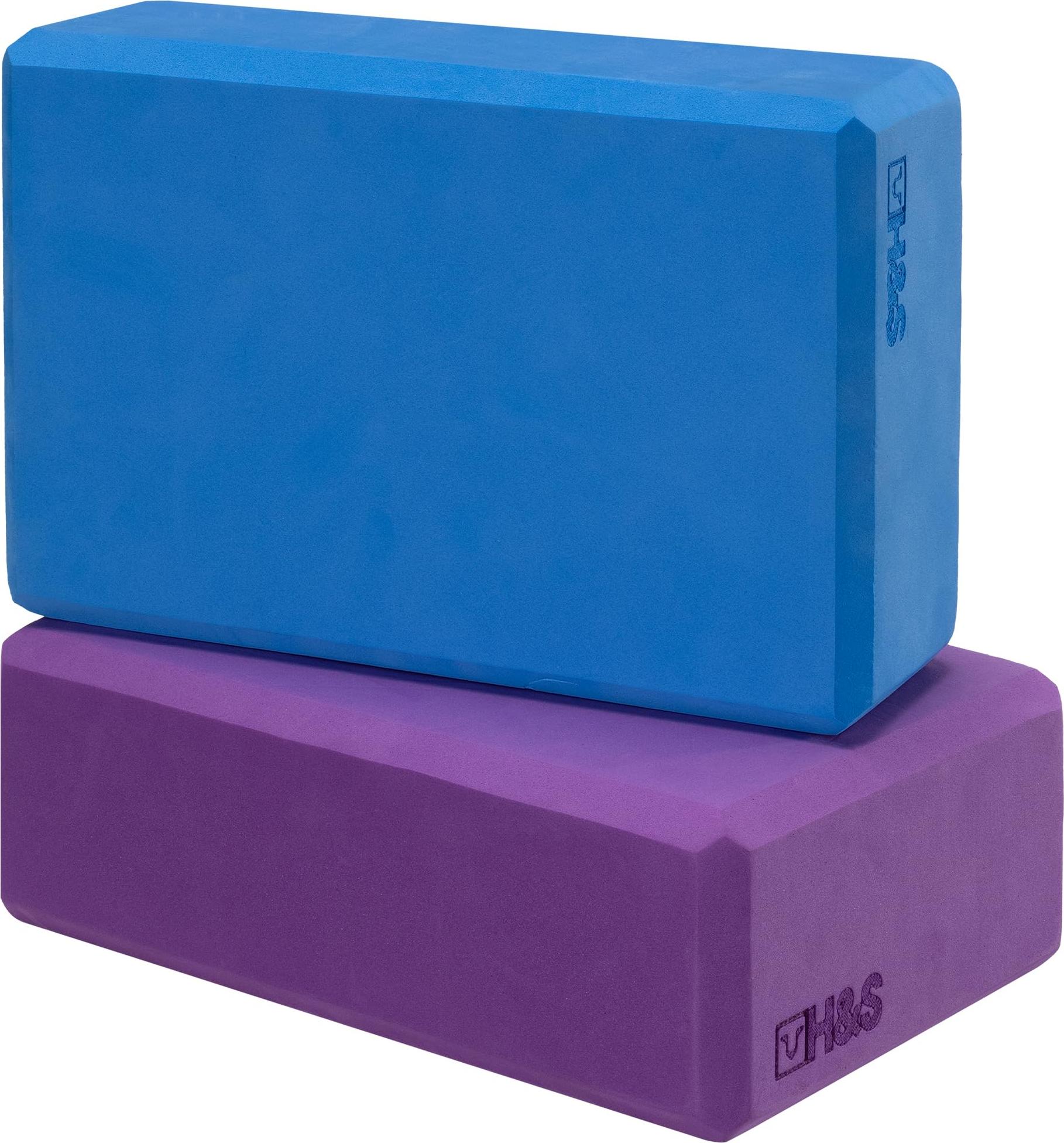 H&S Alliance H&S Yoga Block 2er Set - Yoga Zubehör aus Moosgummi Schaumstoff - Yogablock in Blau und Lila - Yoga Blöcke - Yoga Klotz - Yogablocks Damen Herren SXC_Self-799475475665