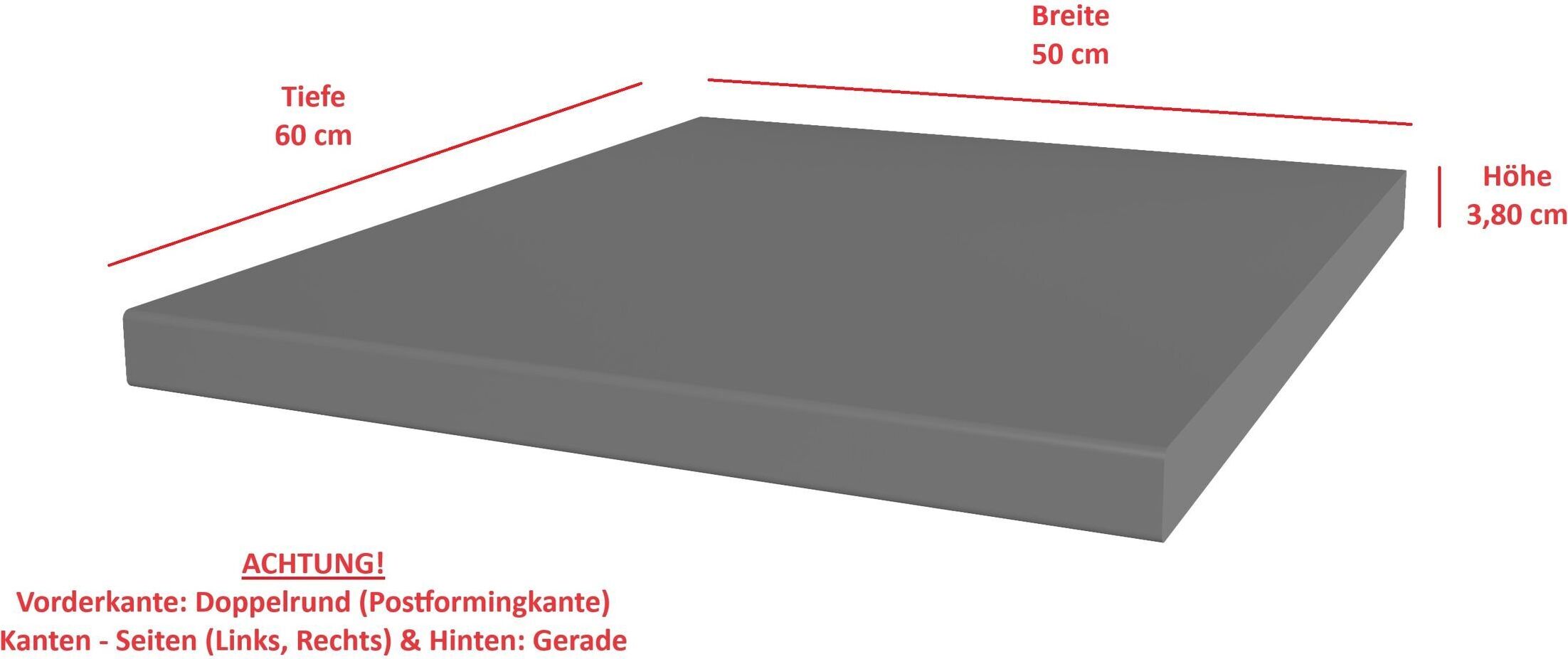 Küchenpreis-Bombe Arbeitsplatte 50 cm 38mm Anthrazit matt Küche Nessa Scandi Old Style Ava-AR Luna