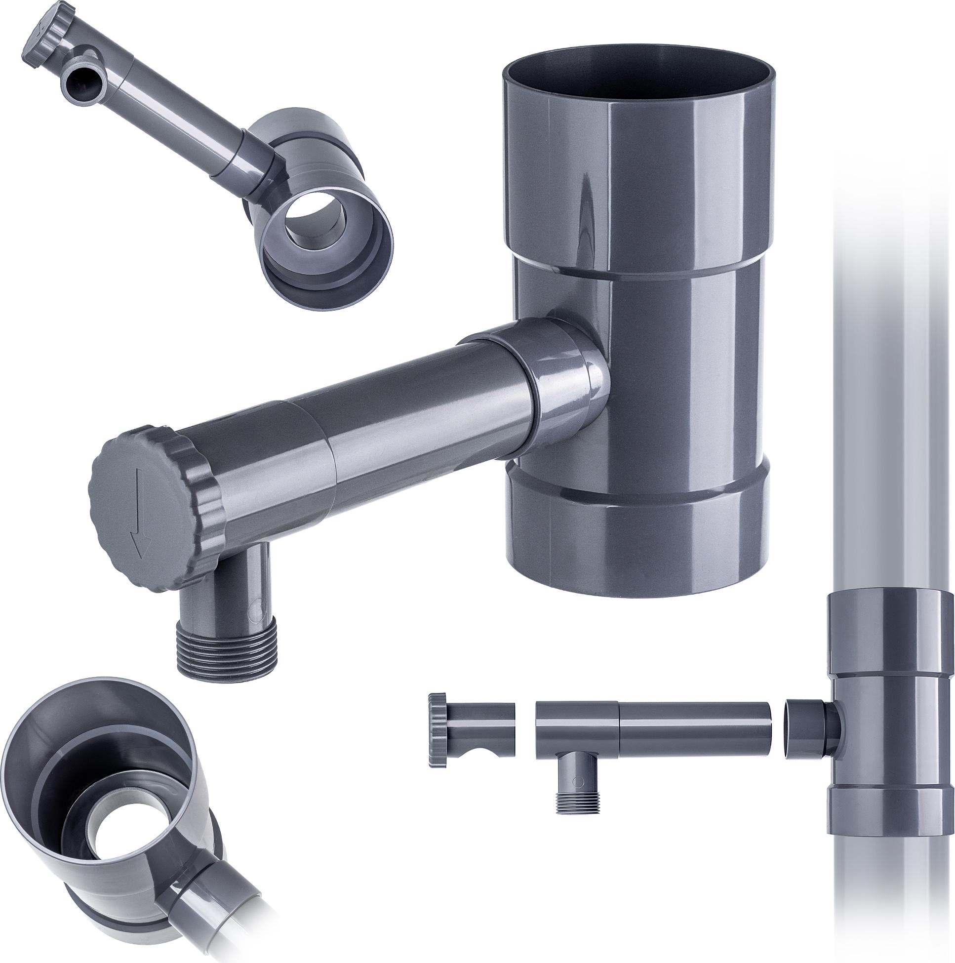 KADAX Regenwasserfänger mit Ventil 90 mm Grau