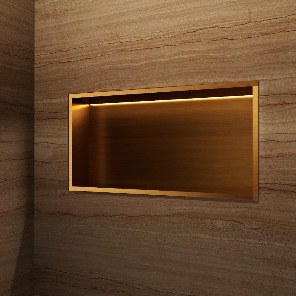 Medimex Wandnische Dusche OCEANIC mit LED gebürstetes gold
