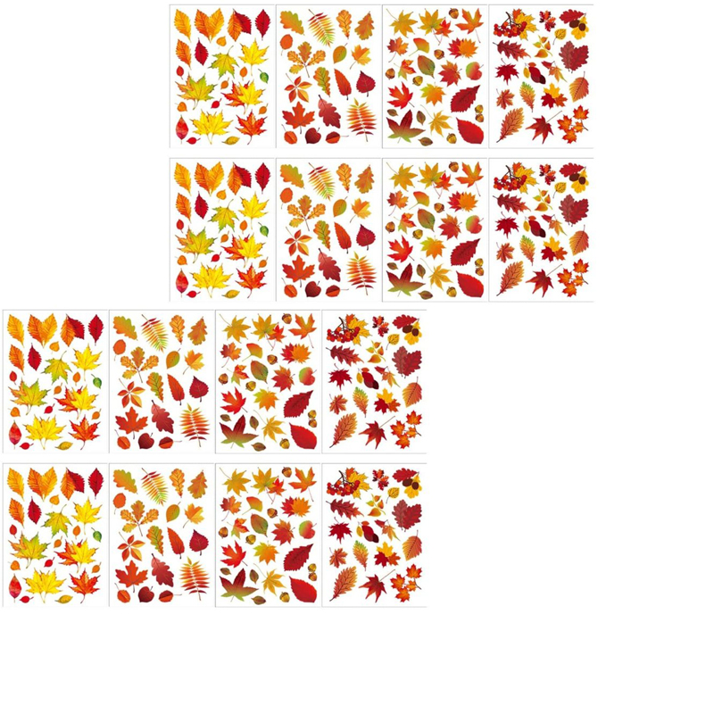 25 Selbstklebende Herbst-Laternenaufkleber - Ahornblätter & Kürbis Deko Für Fenster & Wände