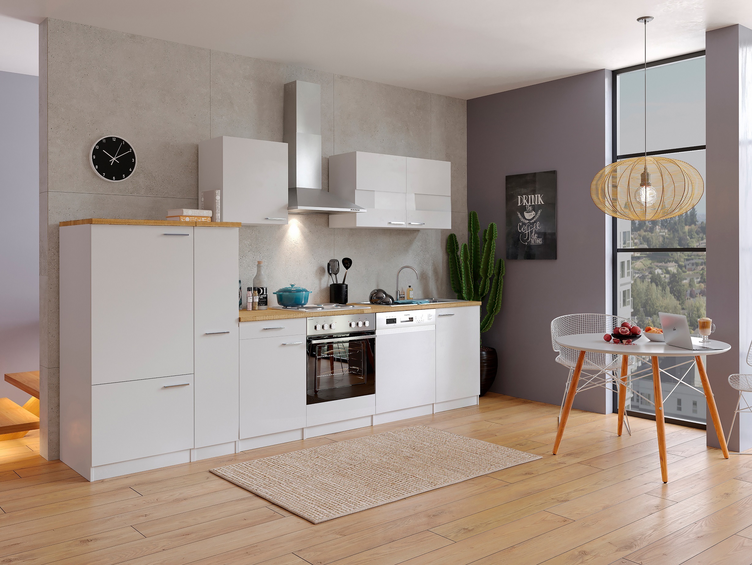 Küche Küchenzeile Küchenblock Einbauküche Weiß Malia 310 cm Respekta KB310WWG