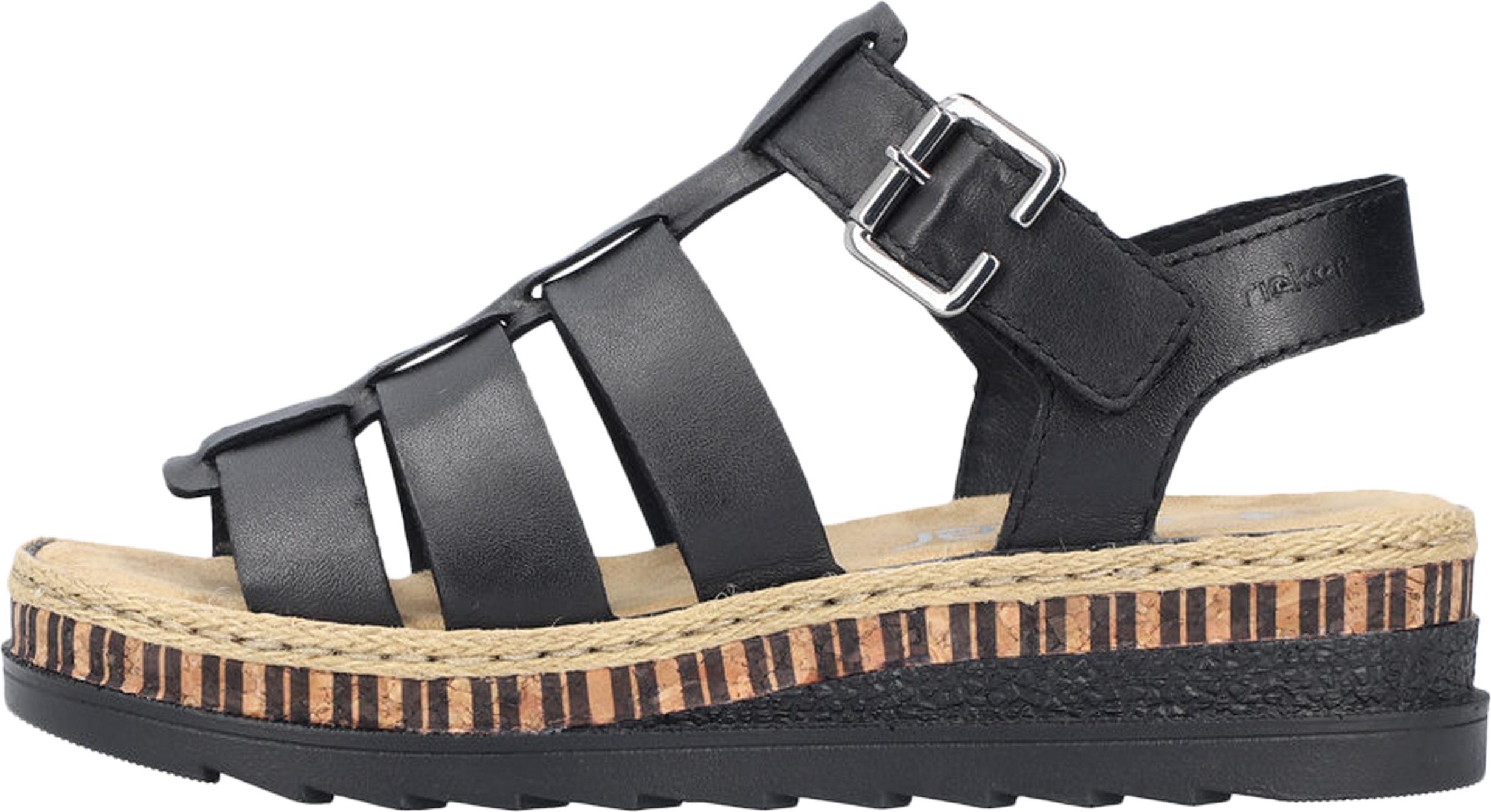 Rieker Kompensationssandalen aus Leder V7904-00 Noir