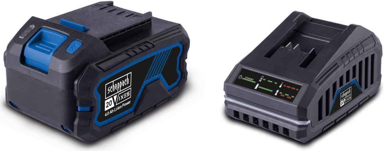 Štartovacia súprava Scheppach 4.0 SBSK4.0 | vrátane 20 V / 4,0 Ah batérie a 2,4 A / 65 W nabíjačky | Scheppach IXES 20-voltový rad