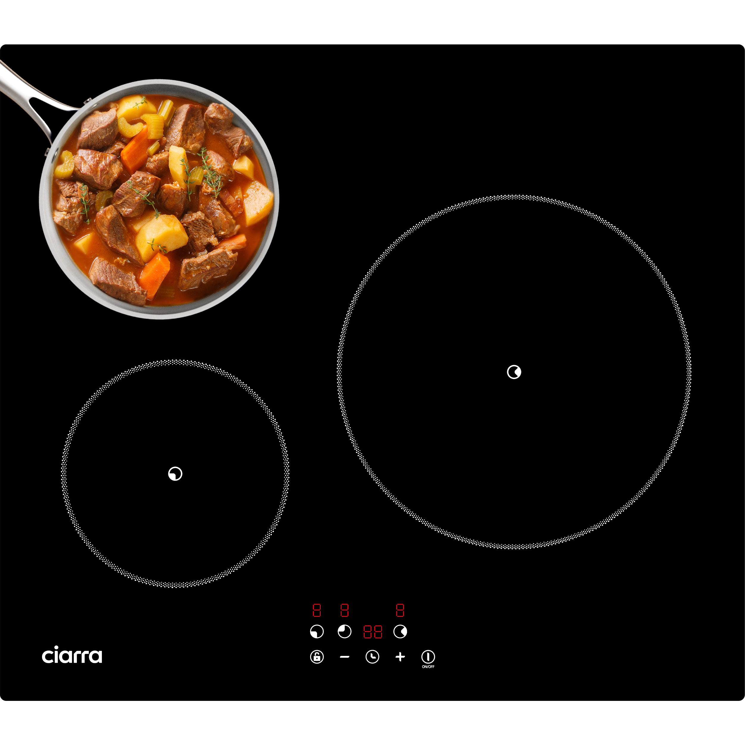 Indukčná varná doska CIARRA 3 zónová vstavaná indukčná varná doska 9 úrovní časovač 5600 W VM3BIH-F