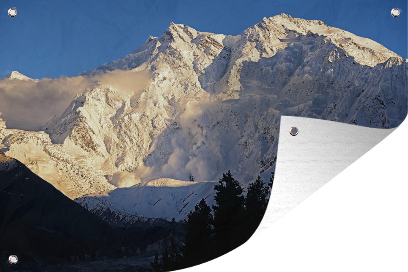 MuchoWow® 90x60 cm Outdoor-Poster Gartendeko Sichtschutz Garten Poster für den Garten Lawinenabgang am Nanga Parbat 133|1348996