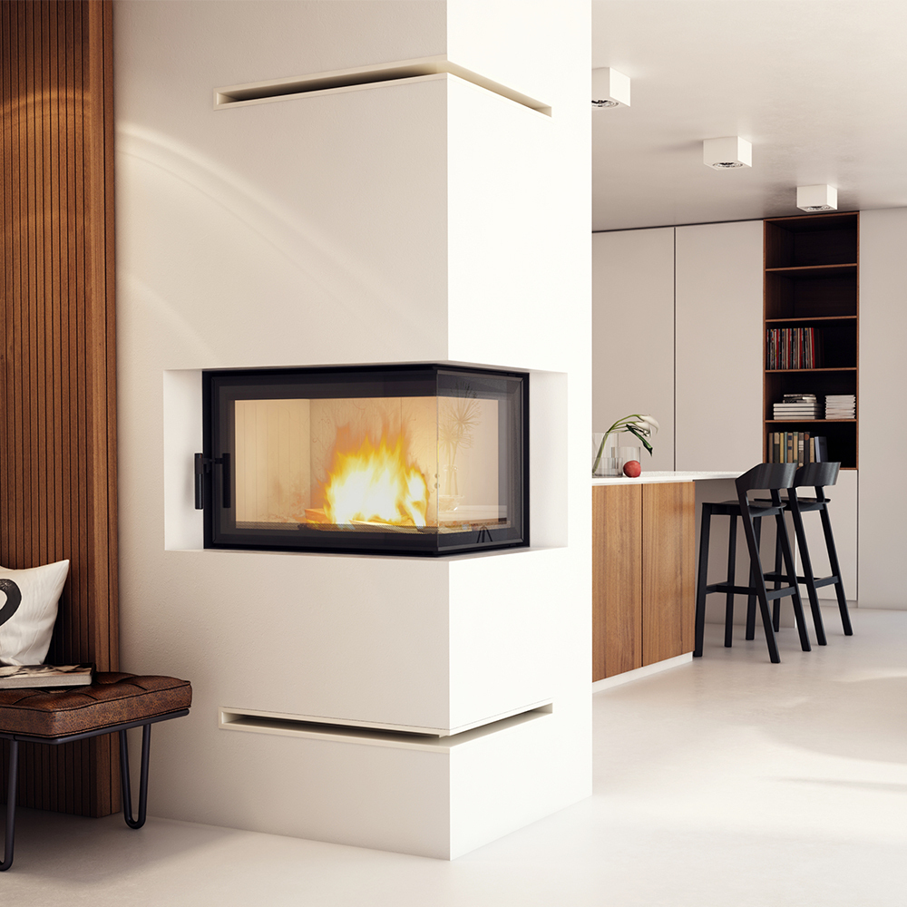 Oceľový krb MBO pravostranné 15 kW Ø 200