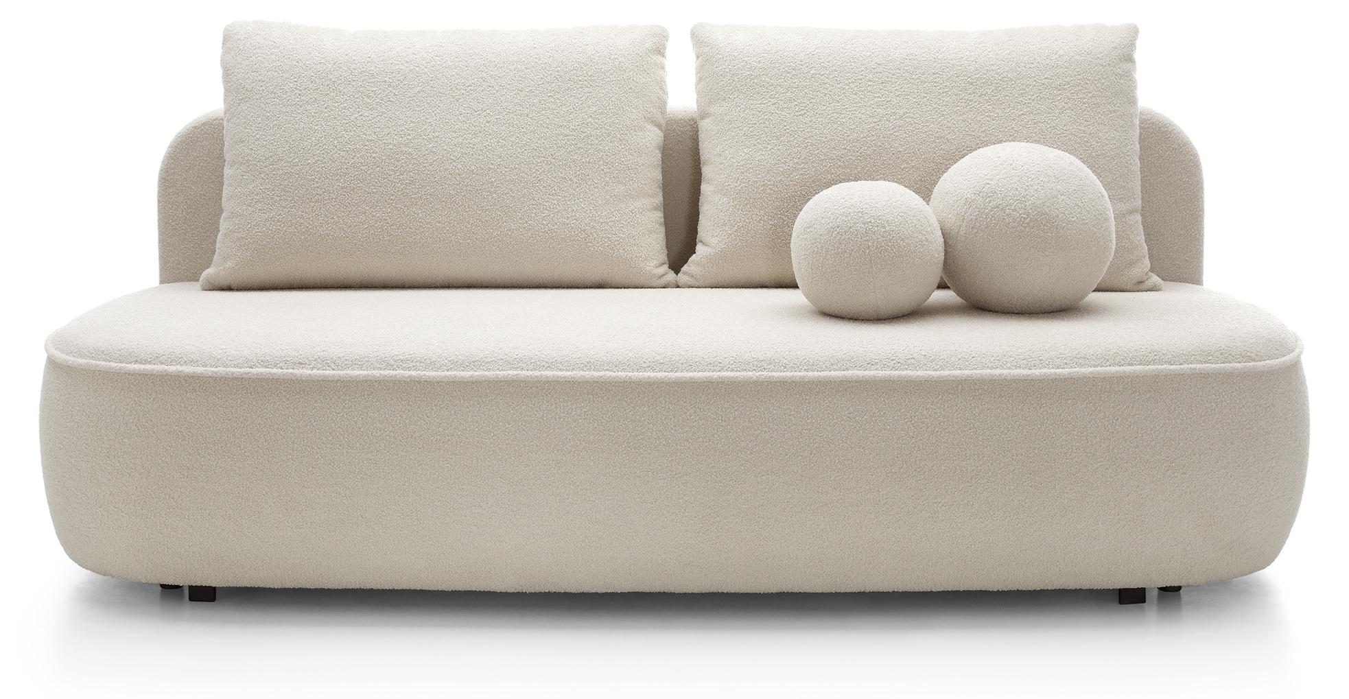 masseno Sofa KIRA mit Schlaffunktion, Schlafsofa, Wohnzimmersofa, Couch, Soffa, Bettsofa, Chenille-Stoff – Creme RAVEN 22 SOFA MOLLY RAVEN 22