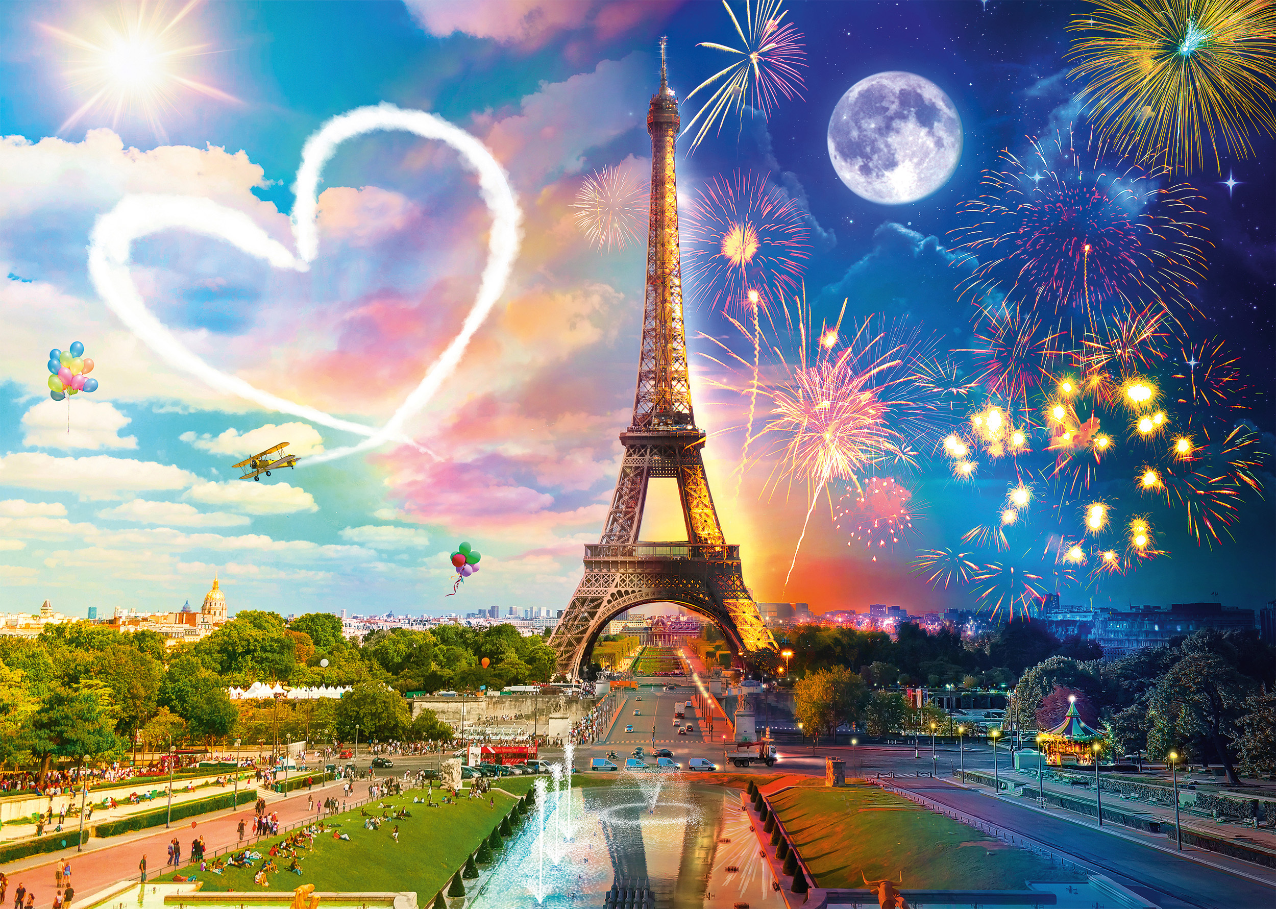 Schmidt Spiele SCHMIDT Puzzle Paris bei Tag, bei Nacht 2000 Teile SCH-58941
