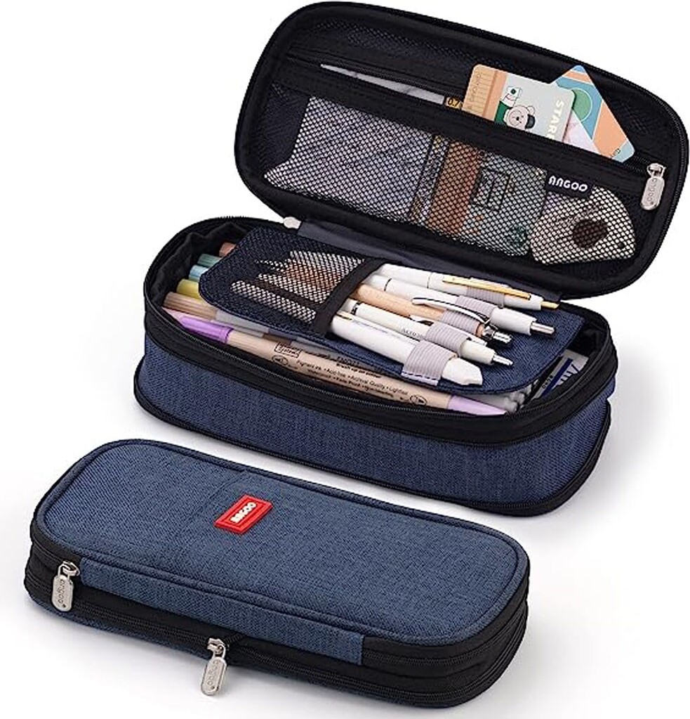 ASKSA Federmäppchen Grossem Pencil Case Fassungsvermögen Schrein Stifttasche Organizer for Studentin Mädchen, Dunkeblau