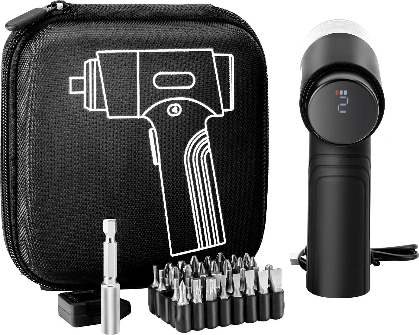 StarTech Akkuschrauber-Set - Elektroschrauber - Drehmoment 0,5–5 Nm - Akku 2500 mAh - Bit-Set 32-teilig - Digitalanzeige - LED-Licht - USB-C Ladefunktion - Schwarz DDLSD4V2000ML2DJ4001V9