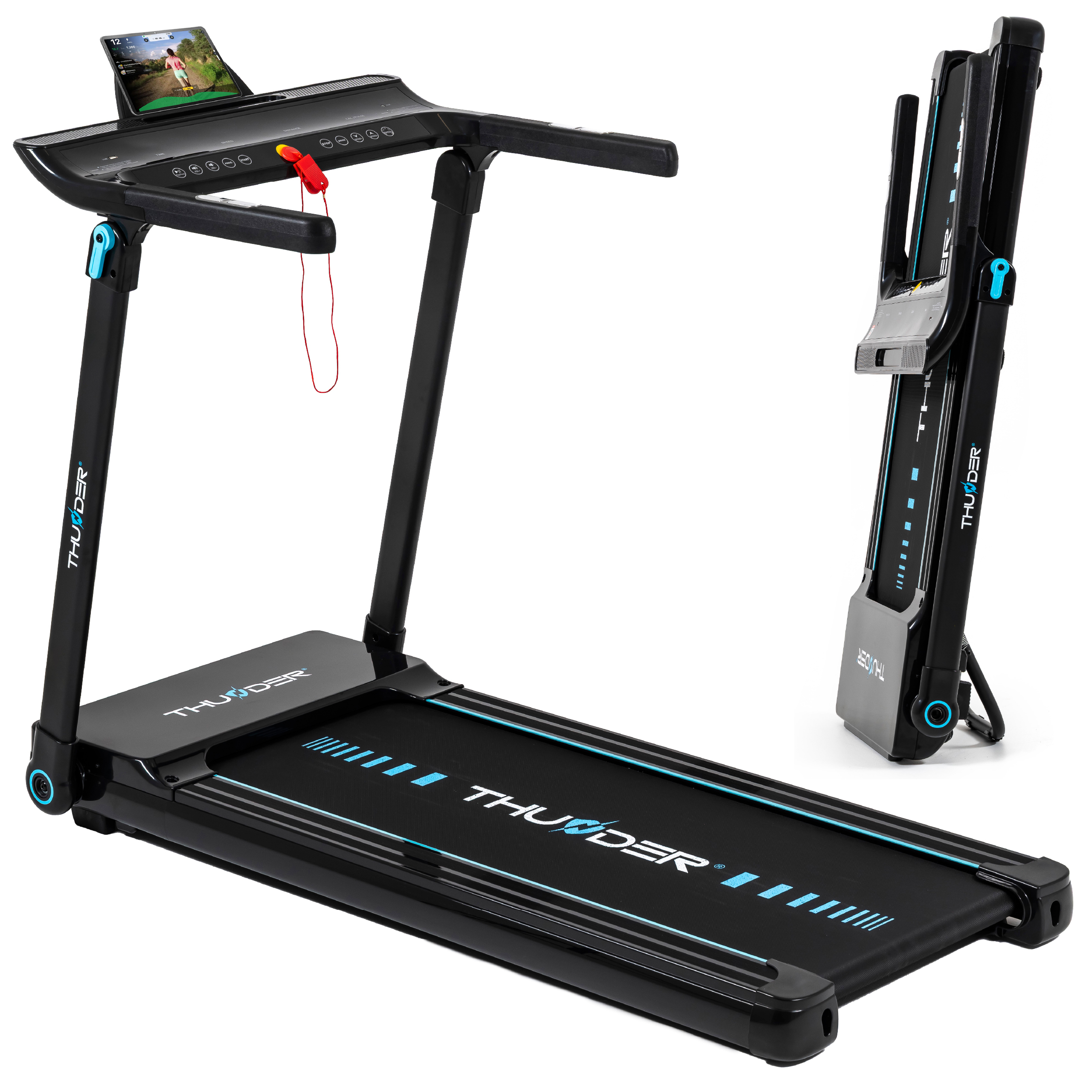 Laufband Thunder ULTRA BLACK 122x45cm 17km/h FitShow klappbar Bluetooth