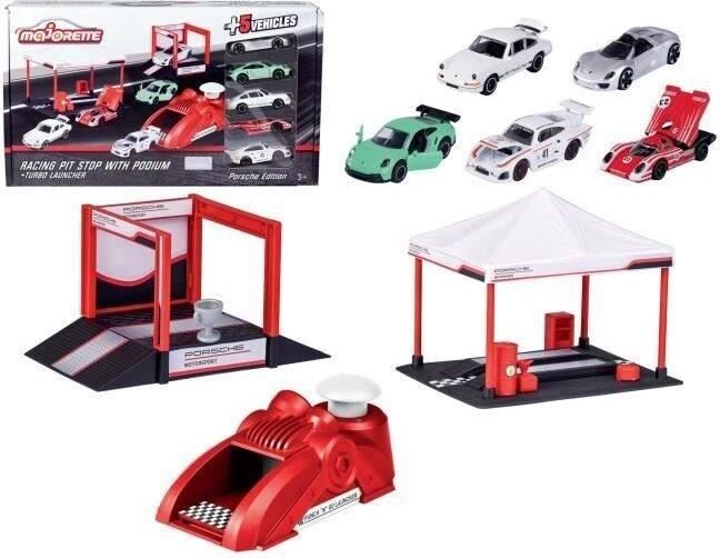 Spielzeug - Majorette - Porsche Renntribüne und Podium - 5 Fahrzeuge - Ab 3 Jahren SMOB212053305