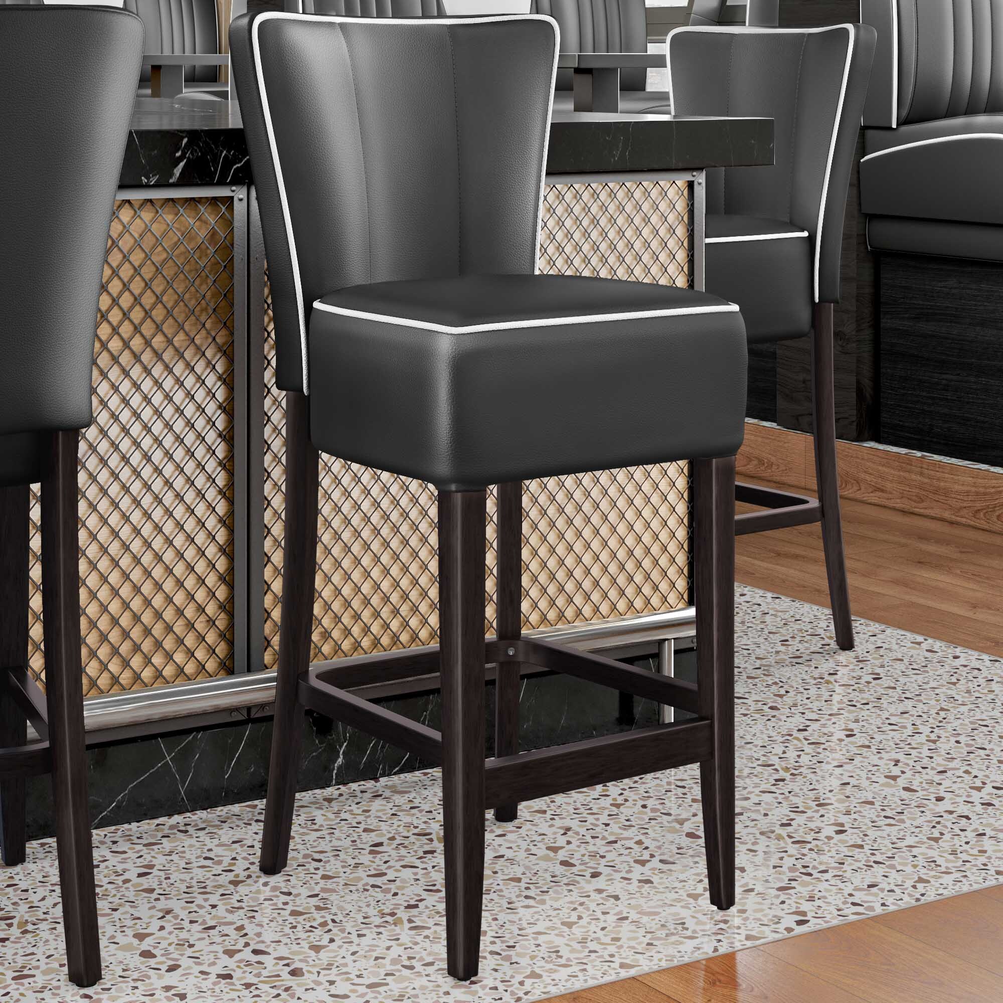 GGM Moebel International 2er-Set AMERICAN | Diner Barhocker | Schwarz | Leder | American Barhocker, American Diner Barhocker American.B75W.SW+