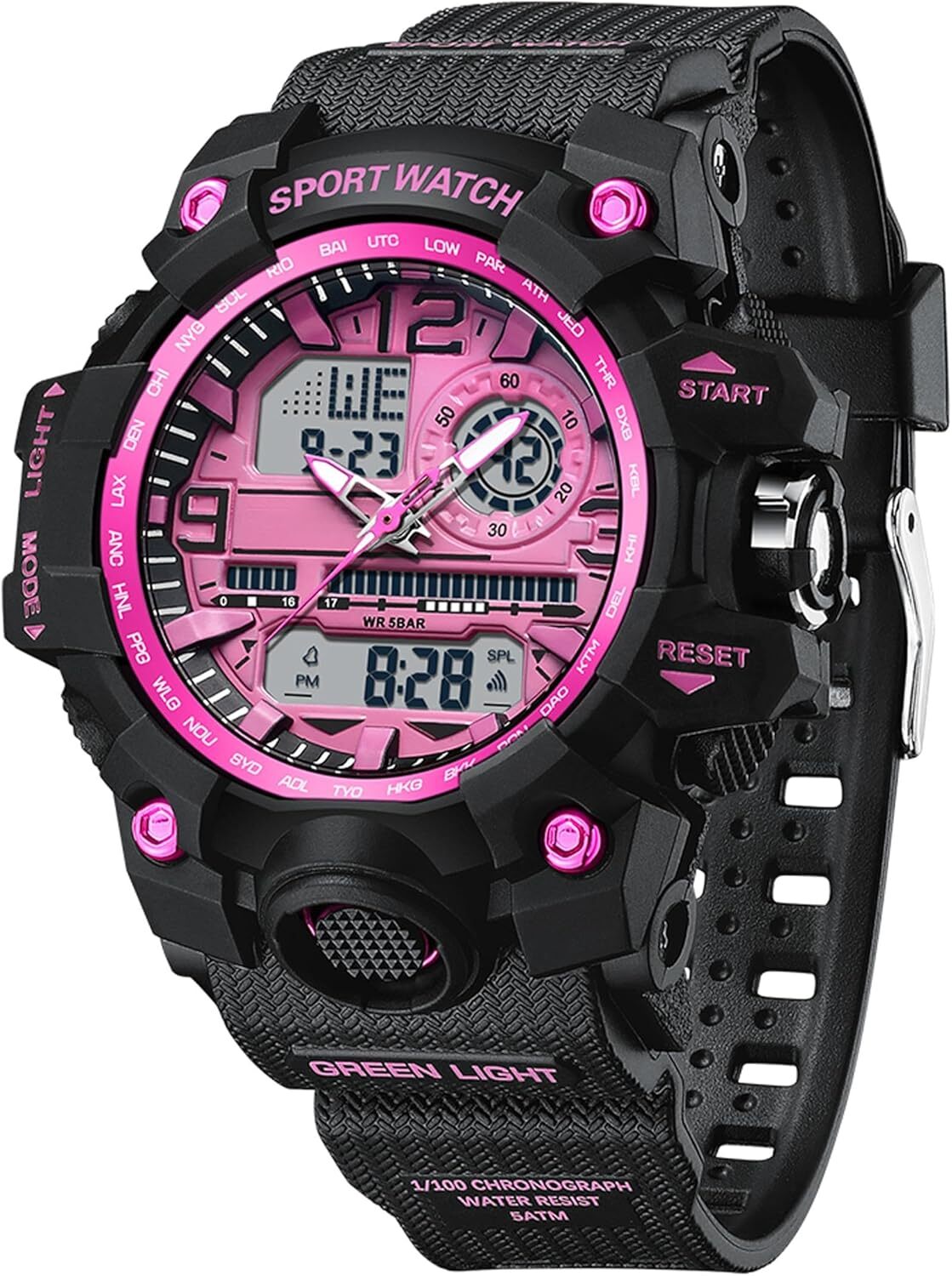 findtime Armbanduhr Damen Digital Sportuhr für Teenager Mädchen, Weiß Digitaluhr Analog Display Militär Wasserdicht Uhren Wasserbeständig bis 5 ATM