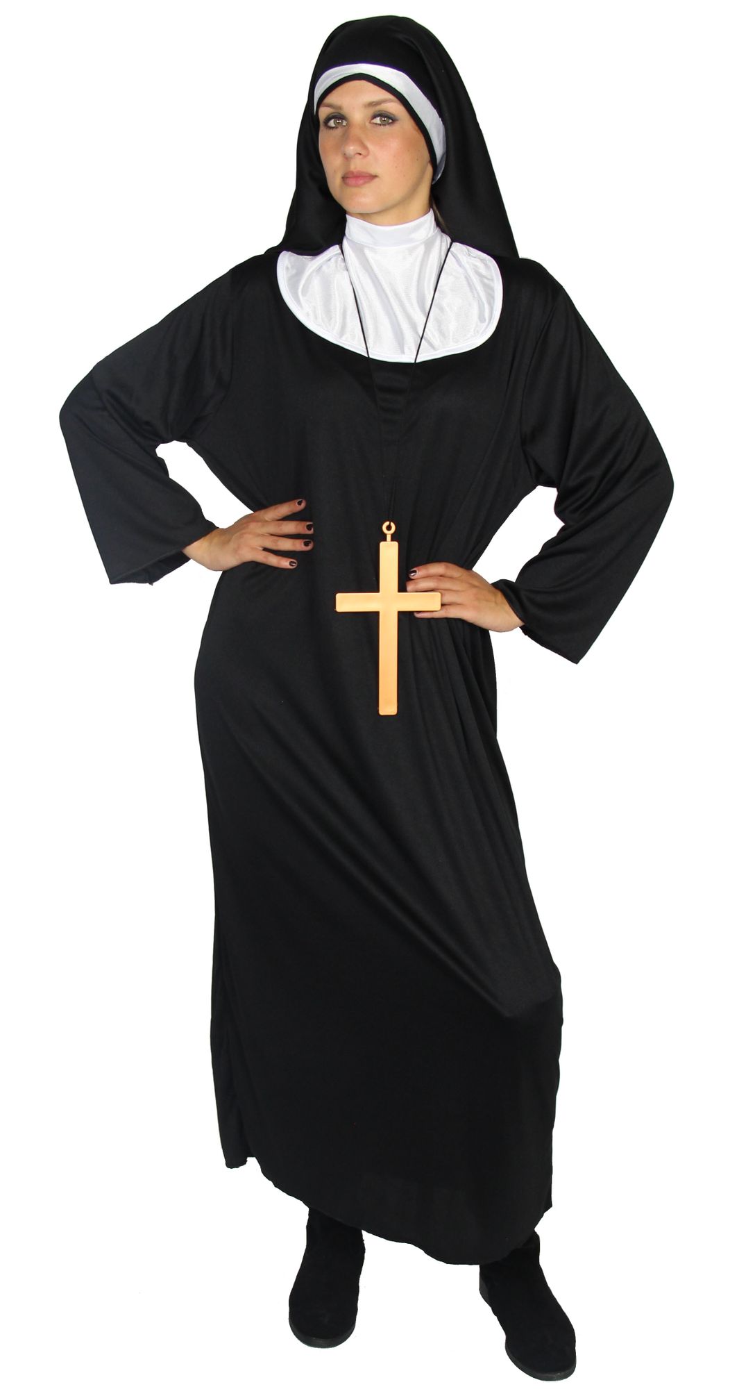weiße Geister Nonne Kostüm für Damen Halloween Nonnen Zombie weiss Gr S-XXL 