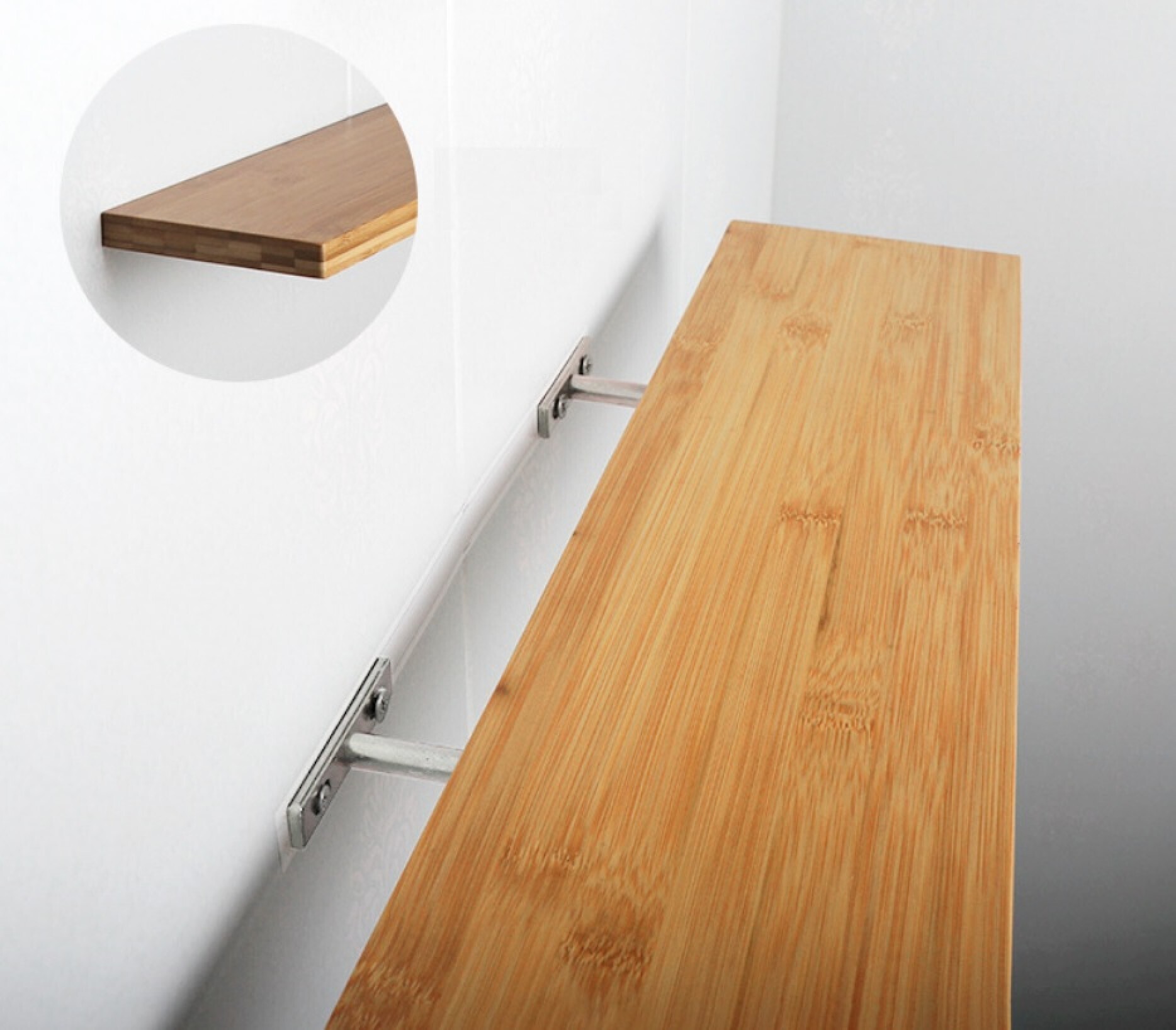 Mensole Galleggianti In Legno Massello 152 Cm - Set Da 2 - Finitura Noce - Staffe Nascoste