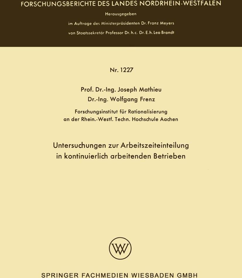 Sonstige Verlage Untersuchungen zur Arbeitszeiteinteilung in kontinuierlich arbeitenden Betrieben