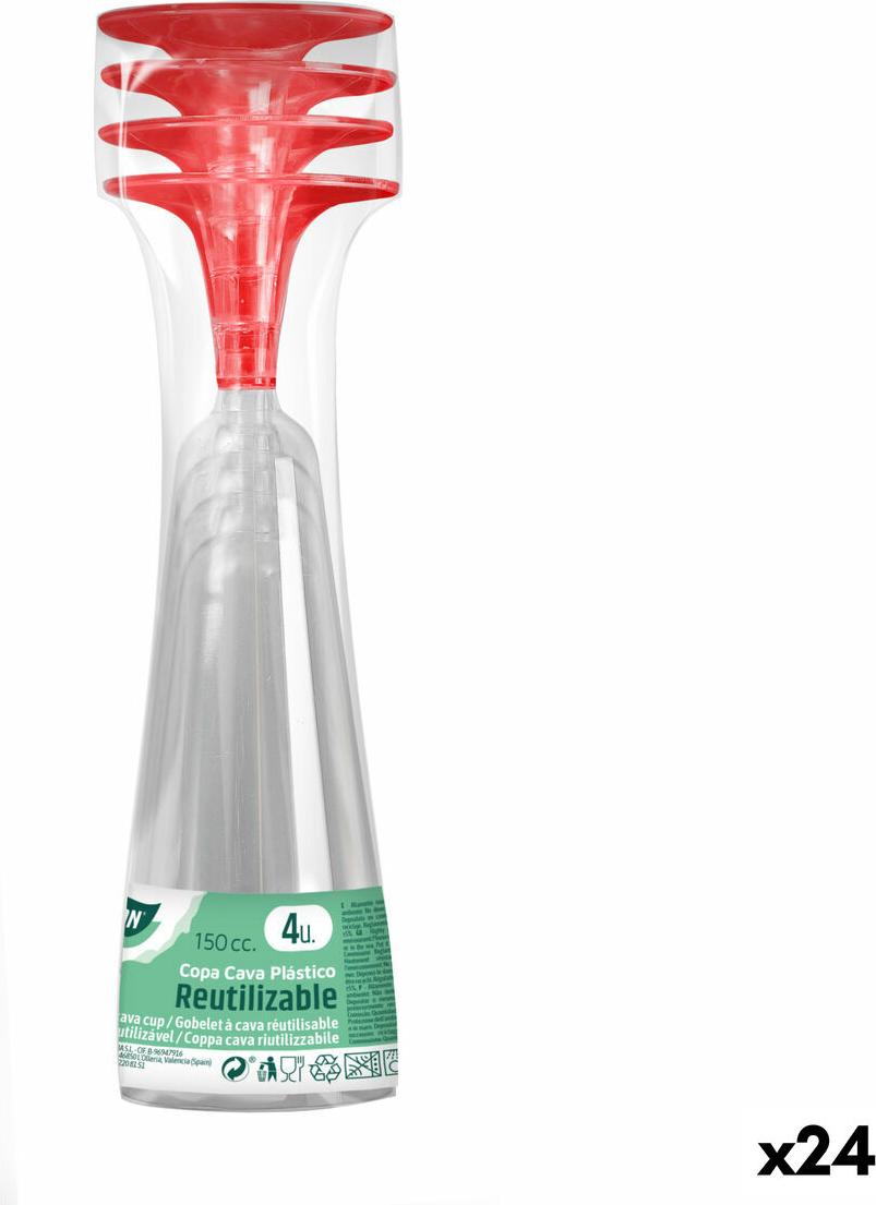 Wiederverwendbare Sektgläser Algon Red 24 Stück 150 ml (4 Stück)