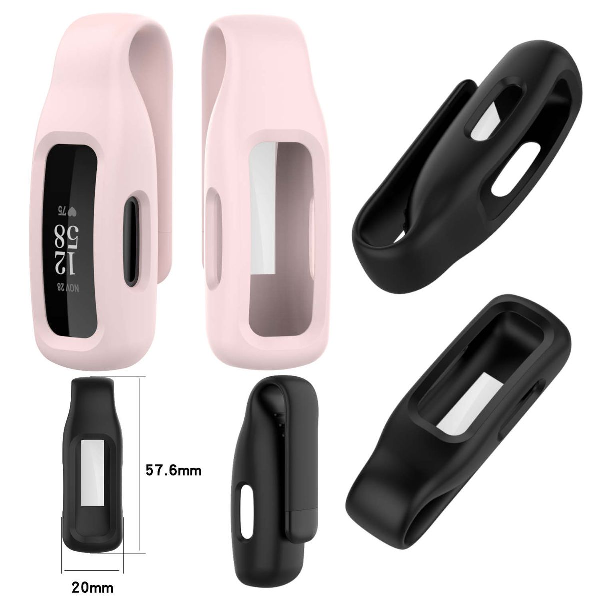 Pre Fitbit Inspire 3 Vysoko kvalitný plast / oceľ / TPU puzdro Clip Watch Smart Sport Case Pink