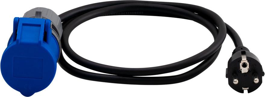 Camping-Reduzierstück, Stecker 230V+OW 3x2,5mm2- 0,5m + tragbare Steckdose 16A 3P, OPAL KAMPER