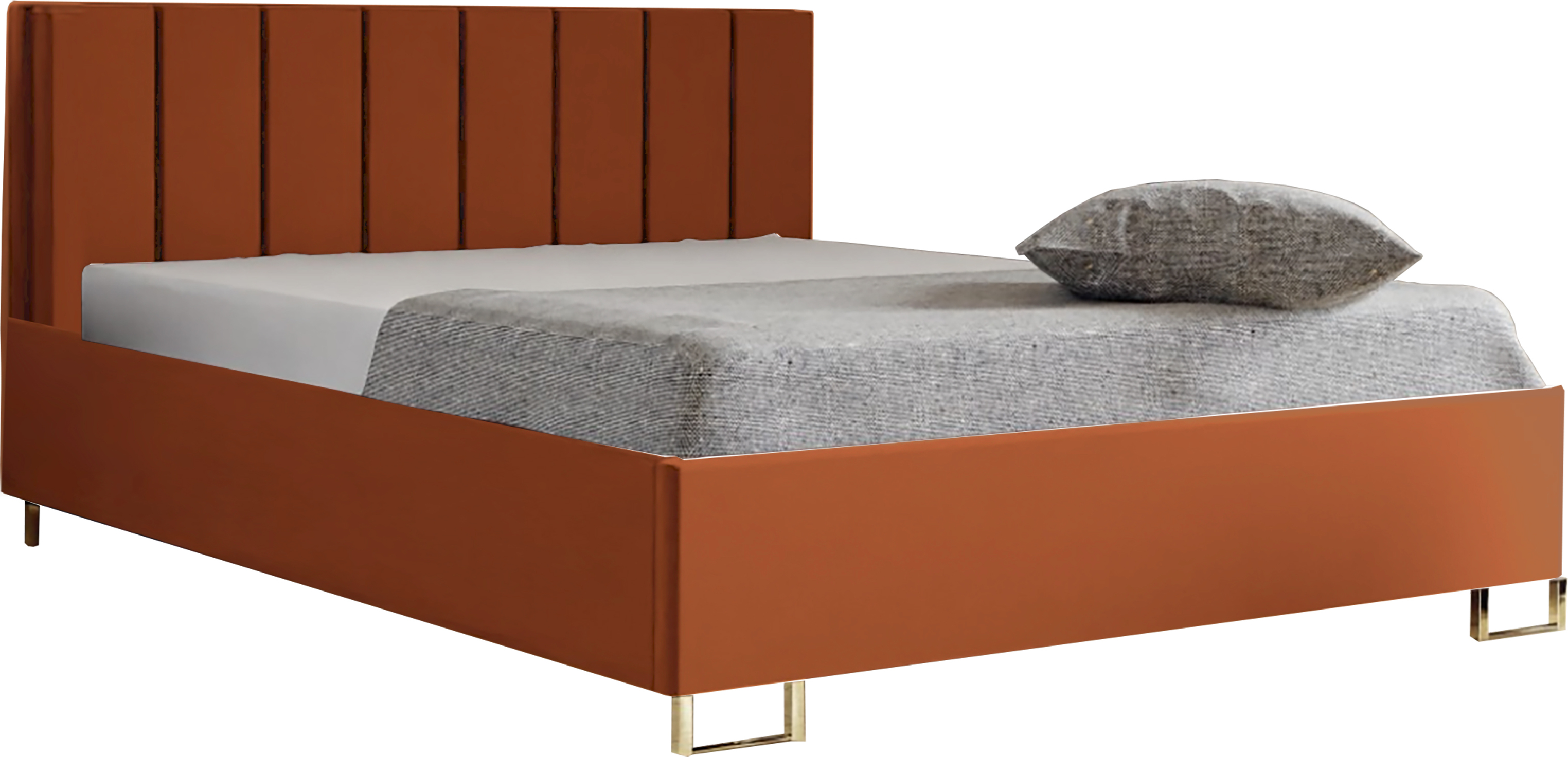 Schlafzimmer-Polsterbett MALIBU, Gepolstertem Kopfteil, Hochwertiger MONOLITH Polsterstoff, Bettkasten mit Gasdruckfeder, Komfortable Betthöhe 39 cm, 180x200 cm Aprikose