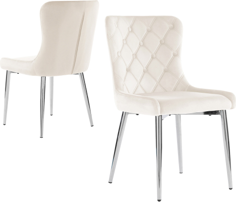 Gotagee Esszimmerstuehle (2 st) Kuechenstuhl Polsterstuhl aus Metall Rueckenlehne Ergonomischer Stuhl versilberte Stuhlbeine aus Eisen Weiss Samt Chair-N620P171072M