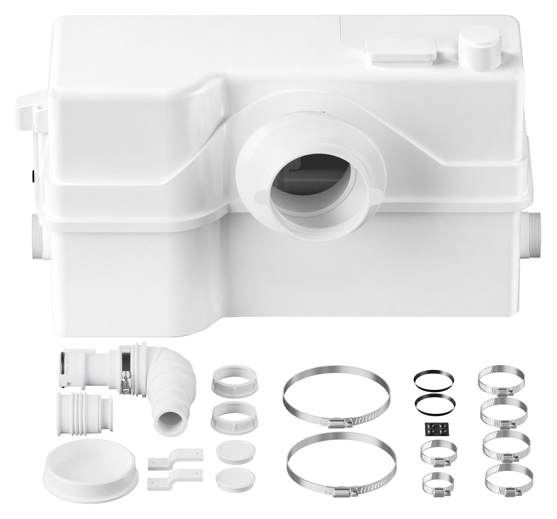 XPOtool 4/2 Kleinhebeanlage 800 W mit Häcksler, Hebeanlage bis 9 m Höhe, Abwasserhebeanlage mit 4 Einlässen, Fäkalienhebeanlage für WC und Dusche 63898