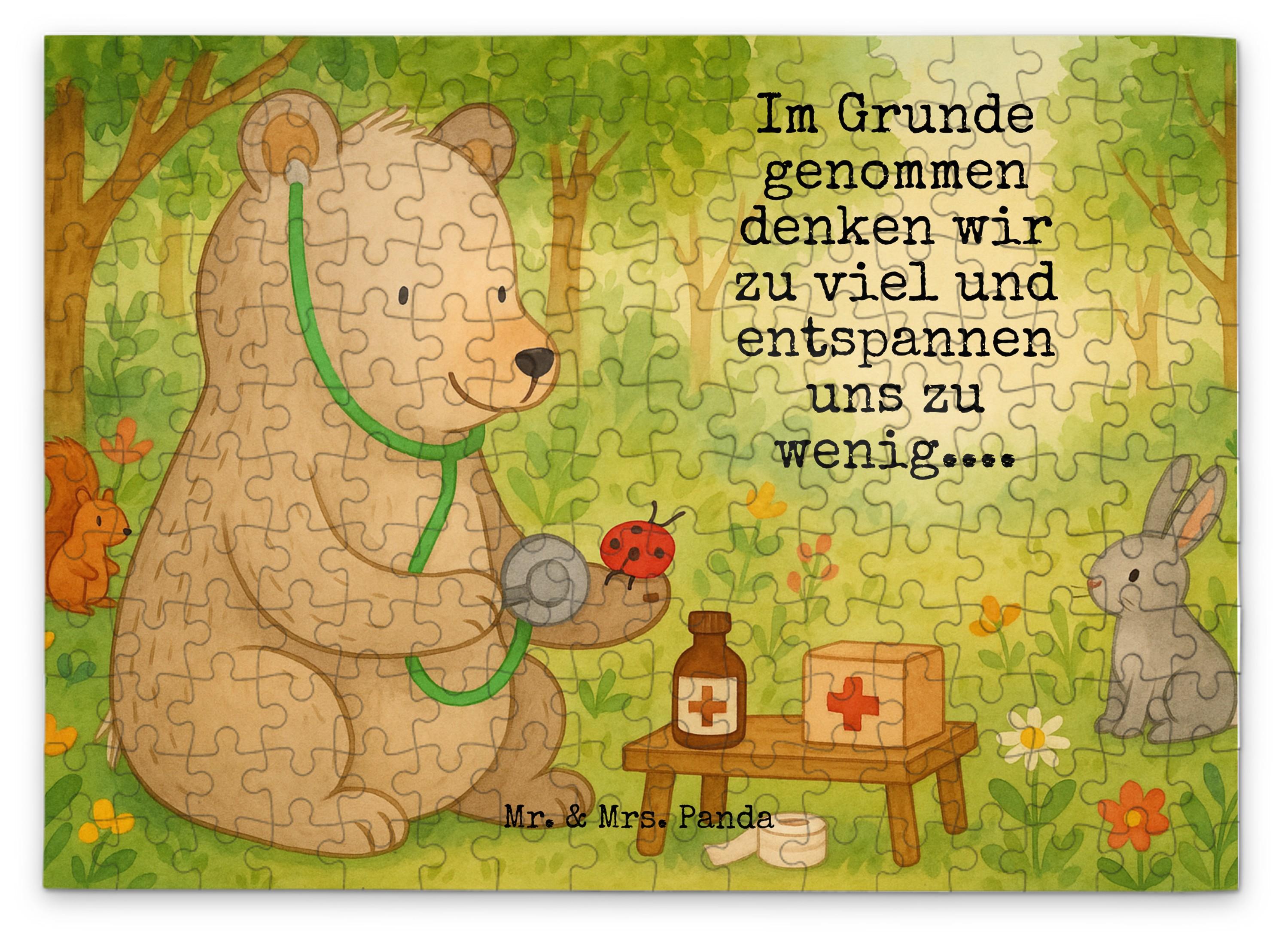 Mr. & Mrs. Panda Puzzle Bär Arzt Design 192 Teile - Weiß - Geschenk, 2000, Teddy, Ärztin, 500, Doktor, Professor, Professorin, 1500, 1000, Legespiel PD-1941521-STANDARD