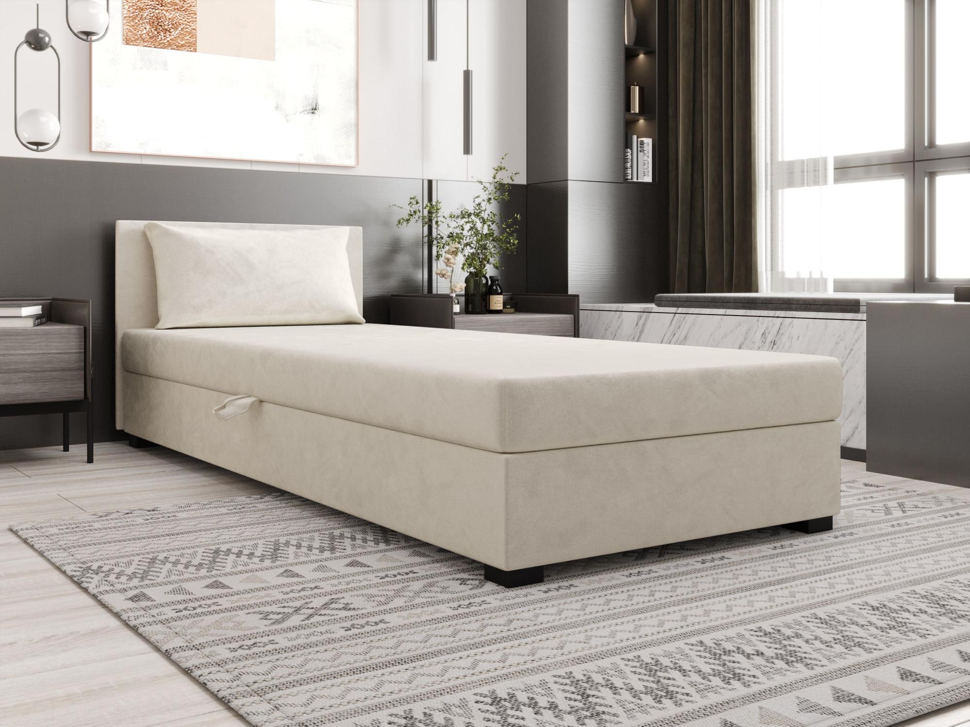 VENETI Einzelbett 90x195 ZAJDA 2 mit Stauraum - ecru 060-04-04876