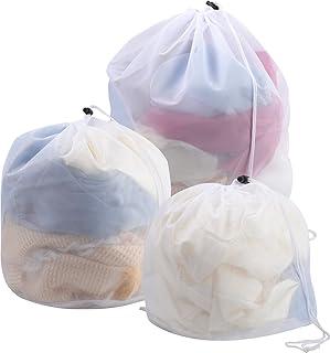 Akhan 3 Stücke Wäschenetz für Waschmaschine, Wäschesack Waschmaschine Wäschebeutel mit Kordelstopper Wäschesäcke Feinmaschig Wäschetaschen für Babywäsche BH Unterwäsche(30 * 40cm,40 * 50cm,50 * 60 cm) 174804766