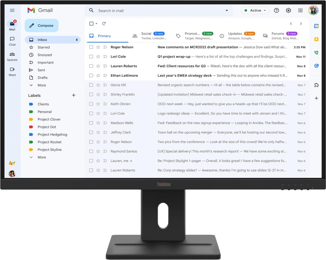 Lenovo ThinkVision E27-40, 68,6 cm (27"), 1920 x 1080 px, Full HD, LCD, 6 ms, Čierna