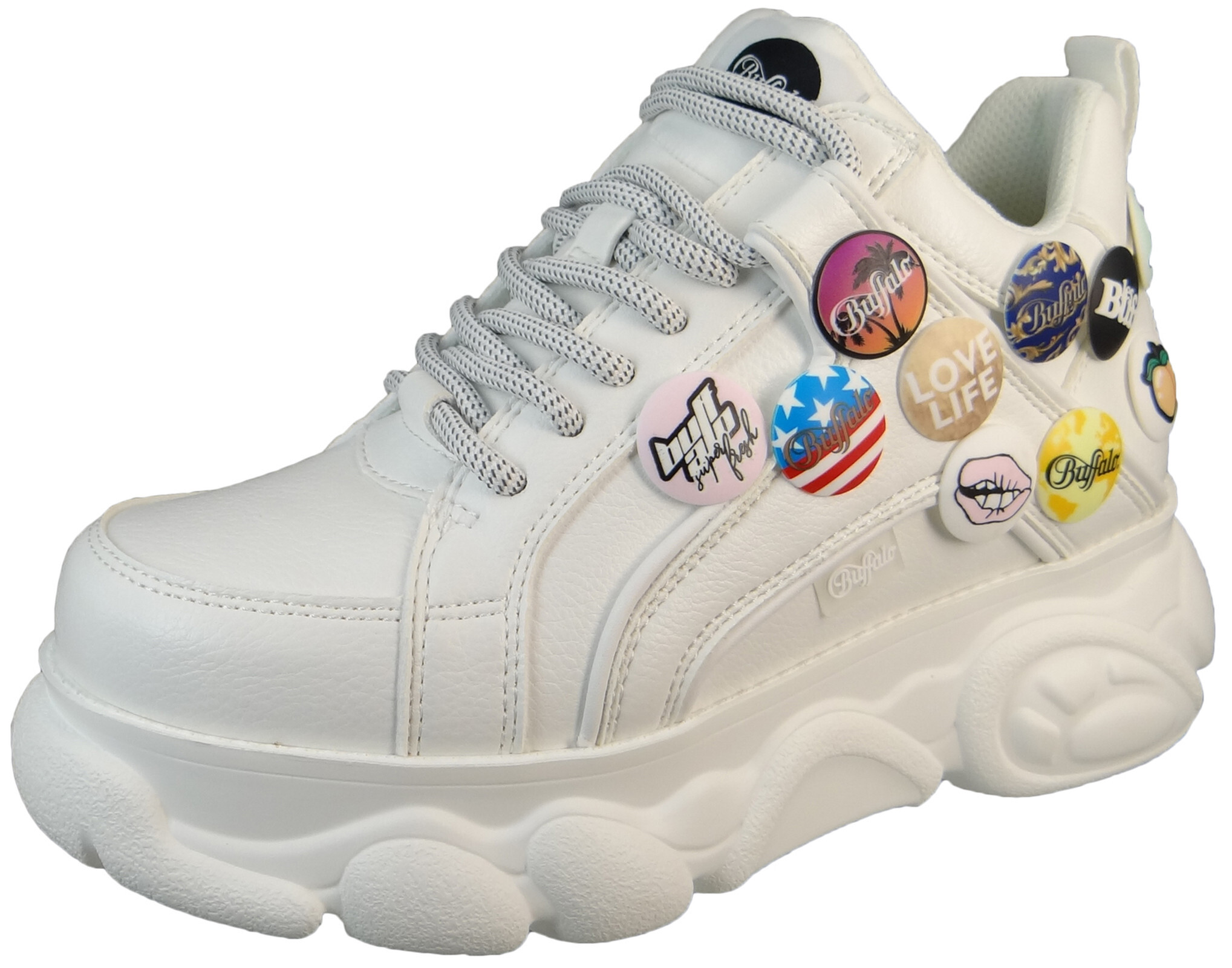 Buffalo Dámske nízke tenisky CLD Corin Button Low Top 1630884 Weiß
