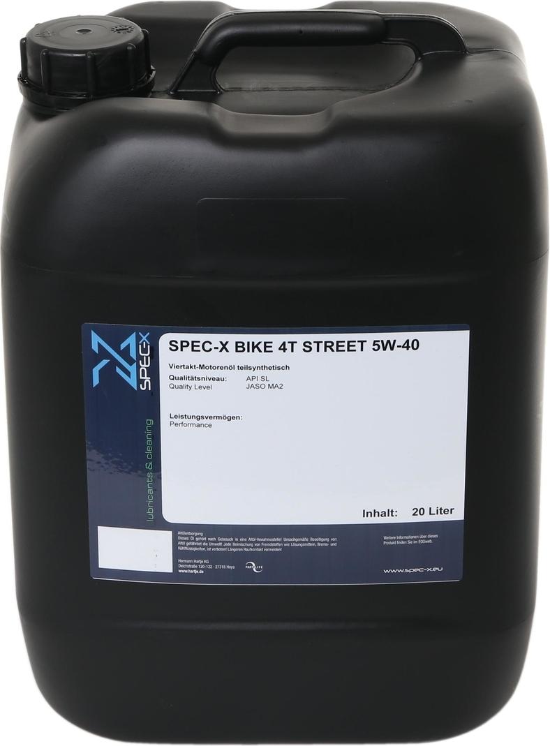 Spec-X Motoröl Bike 4T Street 20 Liter 5W-40 HC-Synthese