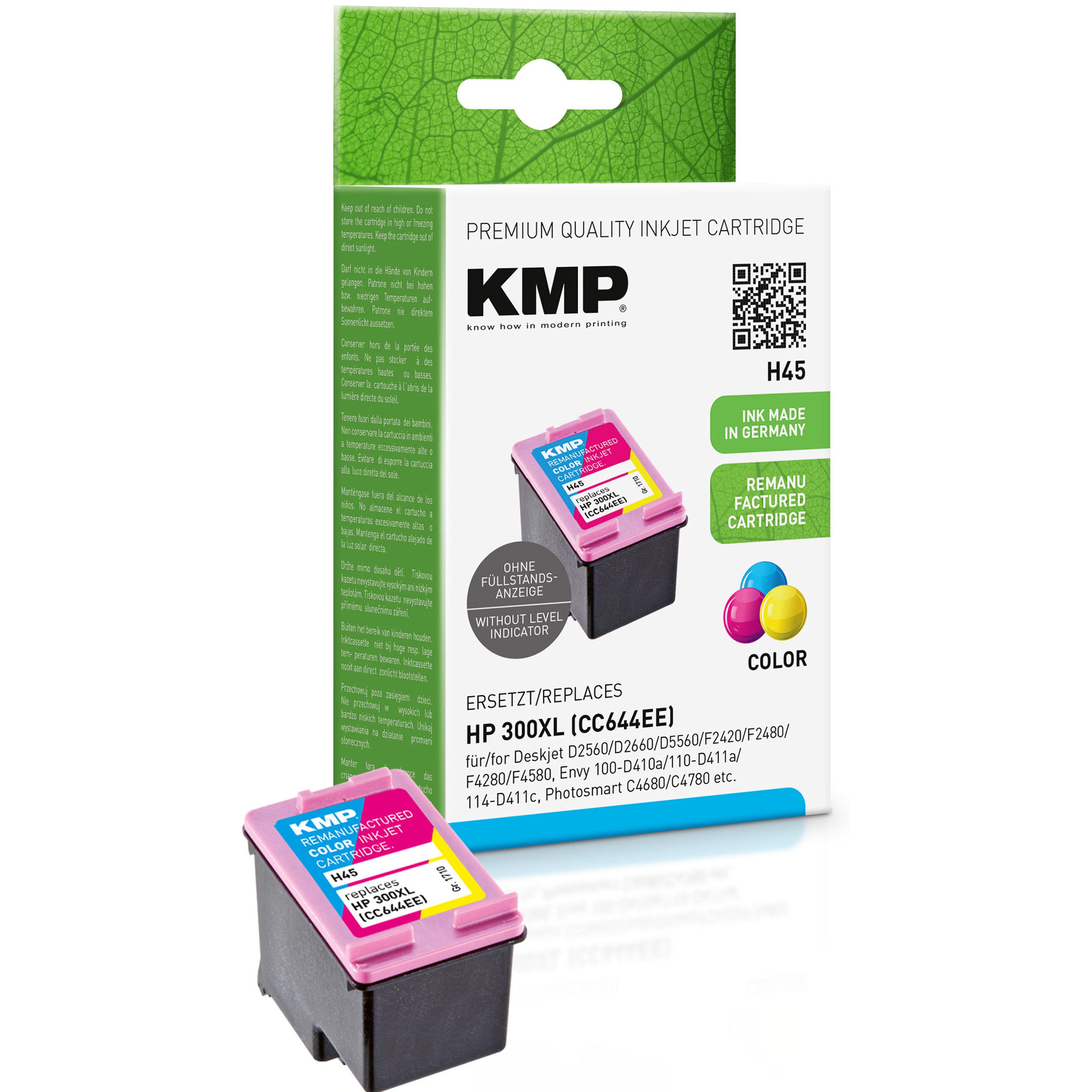 KMP H45 - atrament na báze pigmentu - azurová - purpurová - žltá - HP DeskJet D 1600 Series HP DeskJet D 1660 HP DeskJet D 2500 Series HP DeskJet D 2530 HP DeskJet D... - 1 kus(y) - Atramentová tlačiareň - Vysoká (XL) výťažnosť