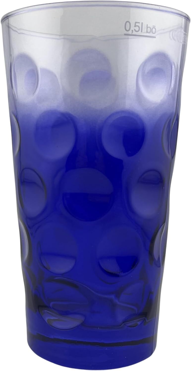 Böckling Glas Blau Farbiges Dubbeglas 0,5 L (3/4 Farbverlauf) Bunte Dubbegläser aus der Pfalz für Weinschorle, Schorleglas, Weinglas