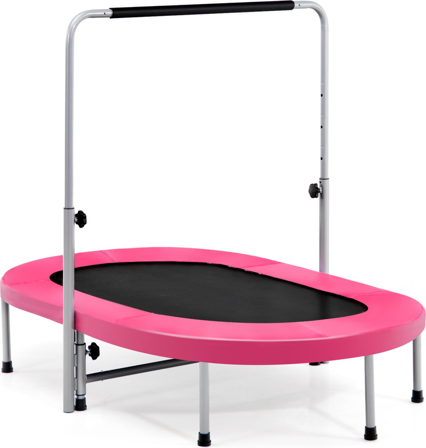 COSTWAY Trampolína pre 2 osoby s nastaviteľnou výškou, mini trampolína do 150 kg, skladacia detská trampolína, záhradná trampolína, ružová