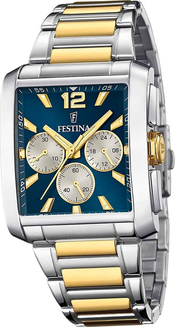 Pánske hodinky Festina z nehrdzavejúcej ocele strieborno-zlaté náramkové hodinky s chronografom D2UF20637/6