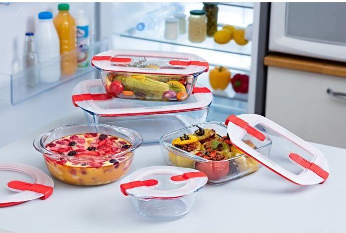 Glas Frischhaltedosen Set, 5 Stück, PYREX Cook & Heat, Mikrowellengeeignet, Dampfventil, Hitzebeständig AAAAY00560