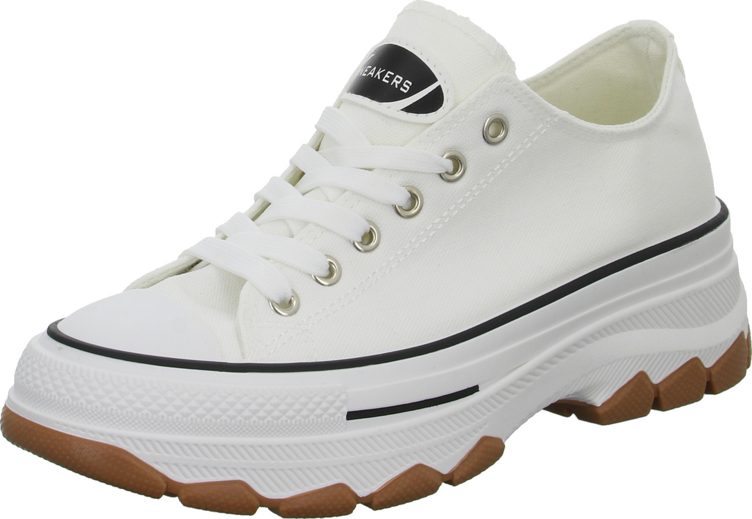 Sneakers Damen-Sneaker Weiß-Schwarz, Farbe:weiß, EU Größe:42 HB0611-WH