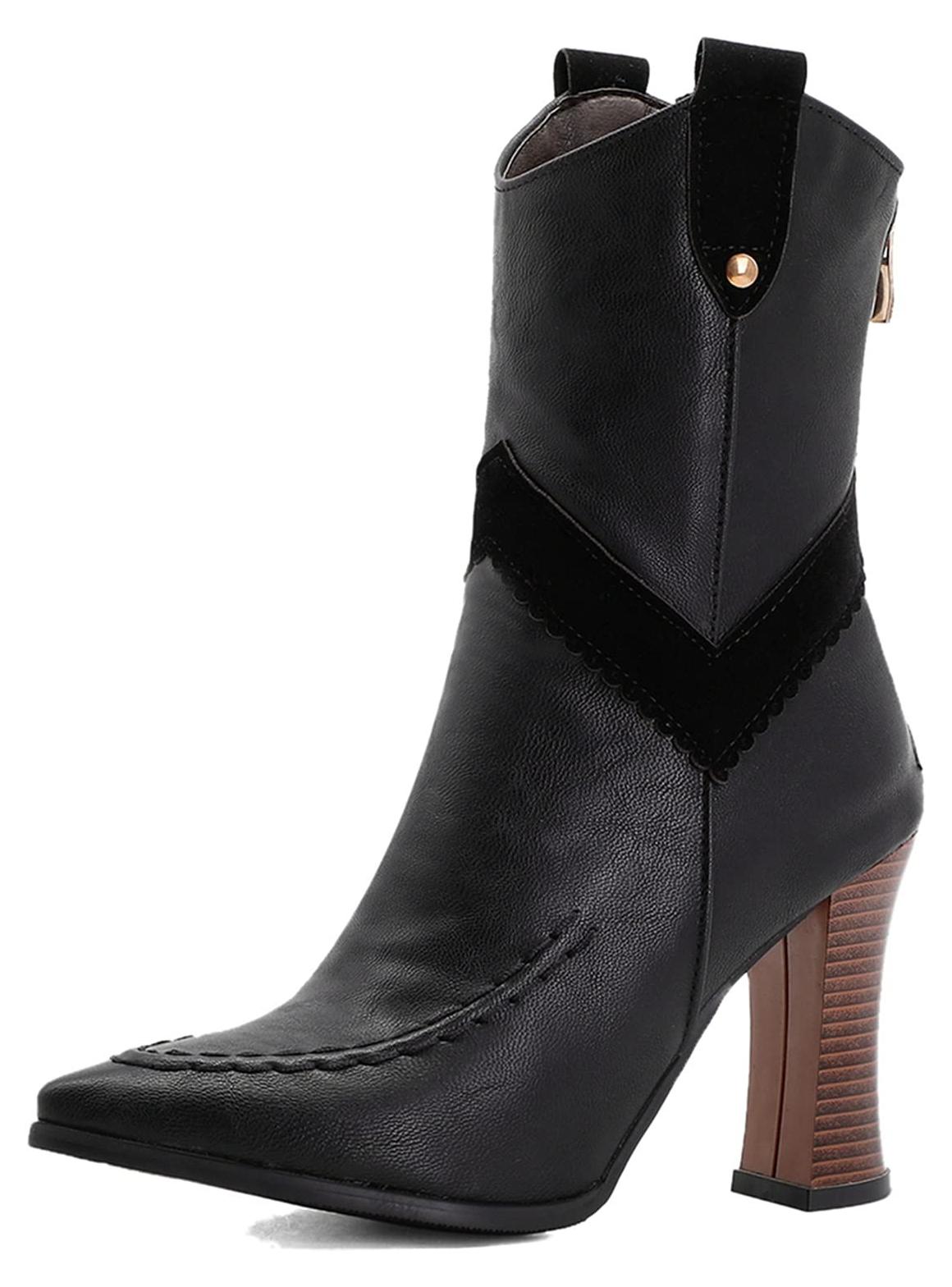 Merkloos Elzusha - Vintage Damenschuhe, hohe Stiefel mit spitzer Schuhspitze