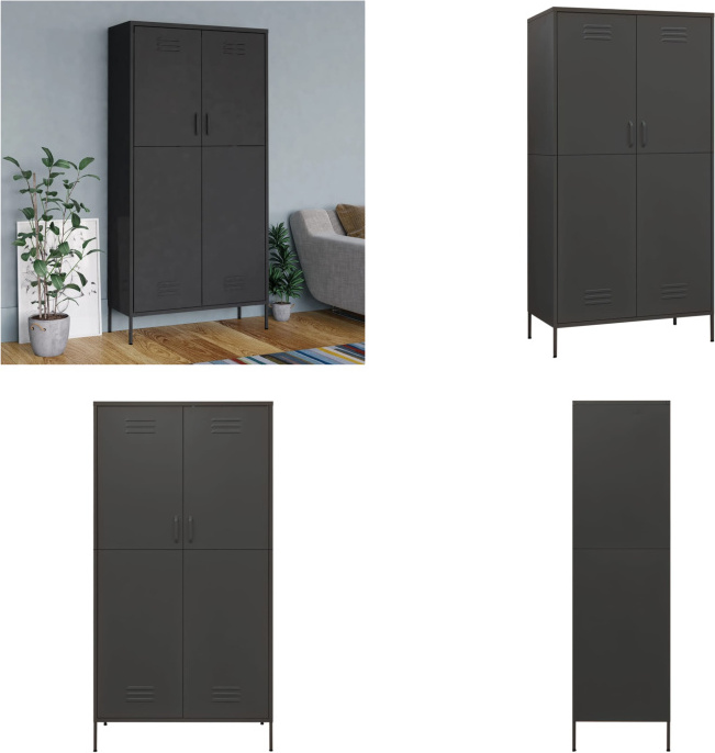 vidaXL Kleiderschrank Anthrazit 90x50x180 cm Stahl - Kleiderschrank - Kleiderschränke - Kleiderständer - Schrank HL336249