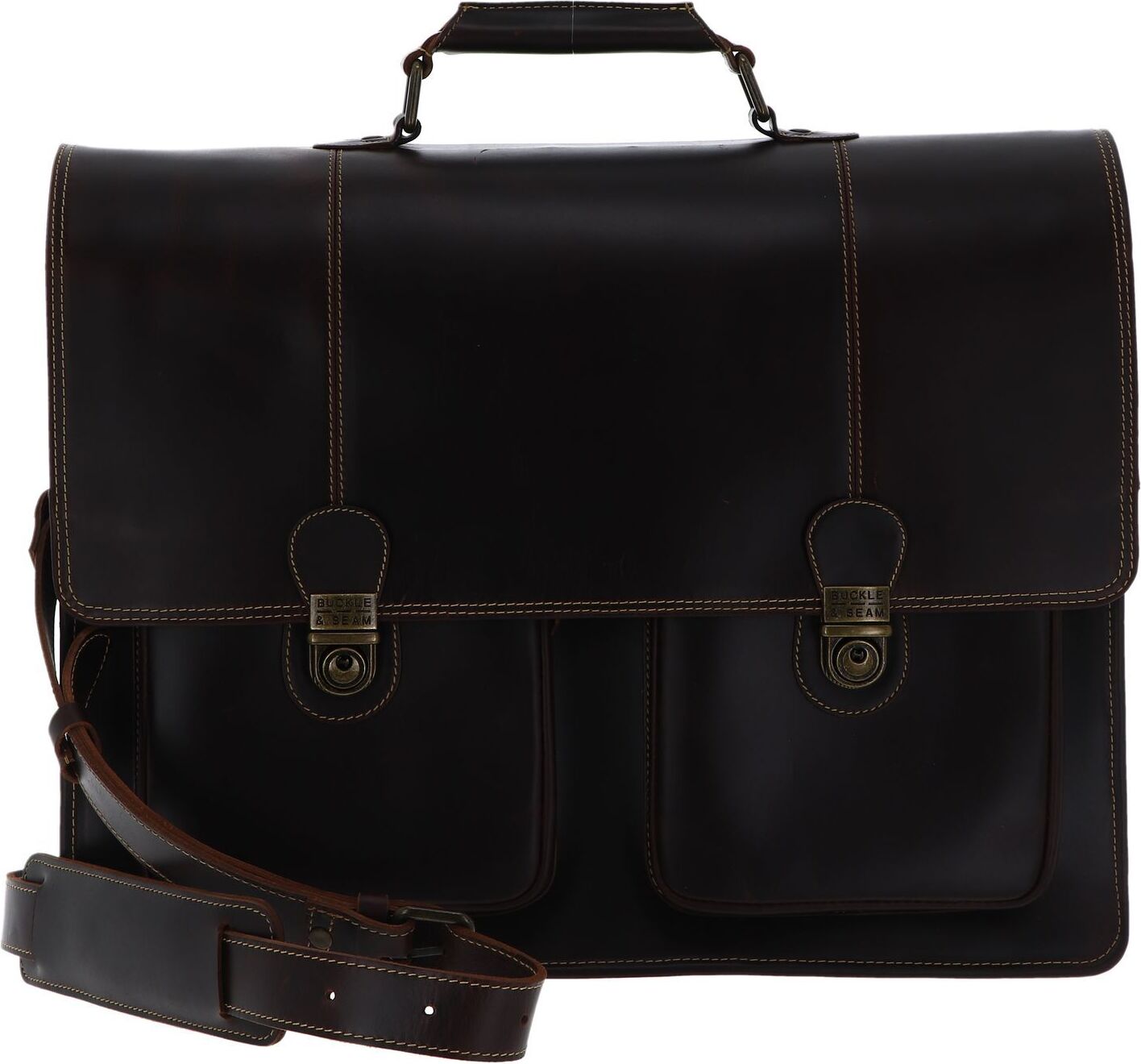 Buckle & Seam Leder Aktentasche Nevada - Braun / Dots