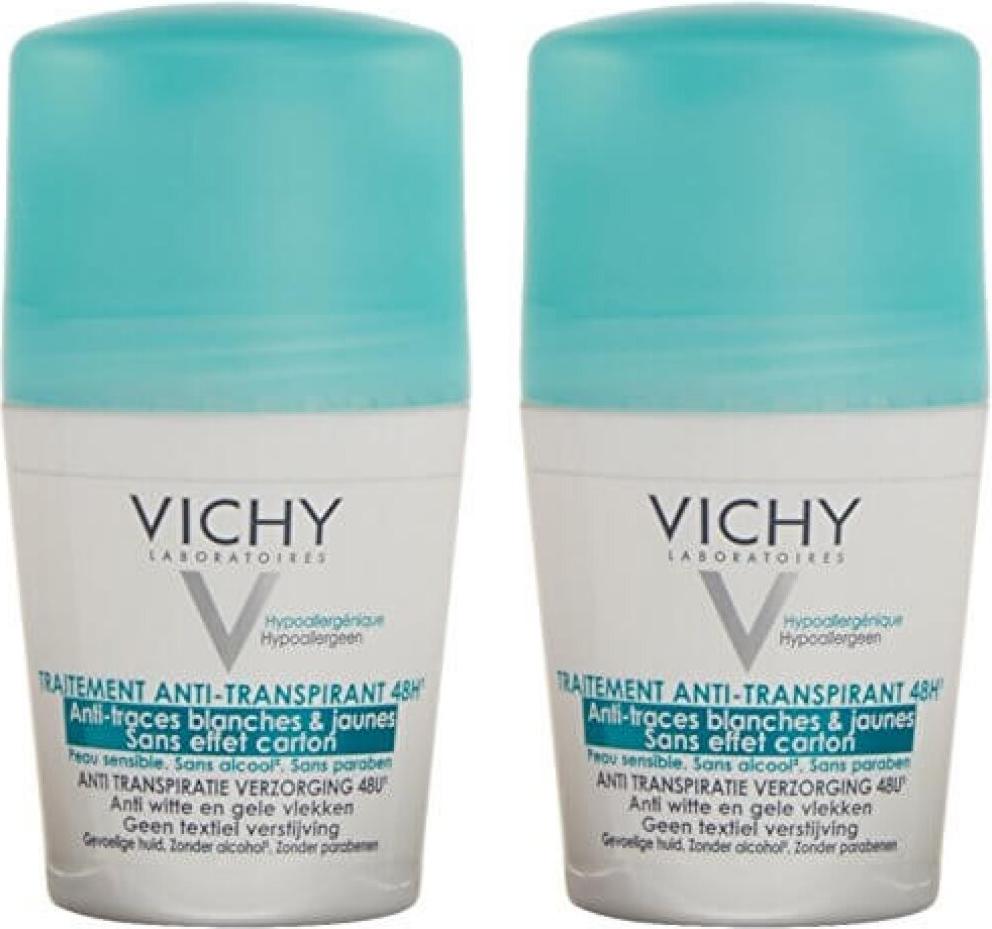 Vichy 48H Anti-Traspirant Antitranspirant No White Marks & Yellow Stains Roll-On 2 x 50 ml KV17601