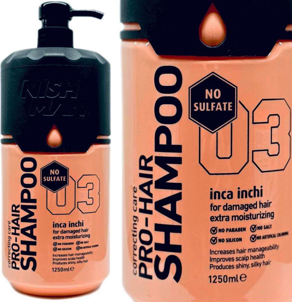 Nishman (Türkei) NISHMAN Pro-Hair Shampoo Inca Inchi 1250ml Ohne Sulfate Salzfrei Ohne Parabene & Silikone Fördert die Kopfhautgesundheit, Verleiht Glanz & Geschmeidigkeit NIS-SZA-WLO-03-1250