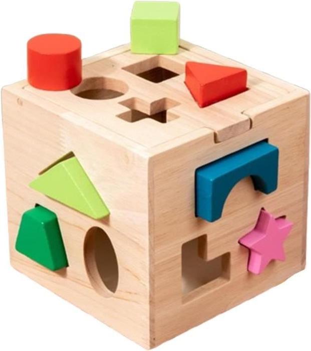 Götäzer Formensortierwürfel, Formwechselbox – Sortierwürfel aus Holz, Formensortierspielzeug KAU-GR-FR-TH-20251125-100
